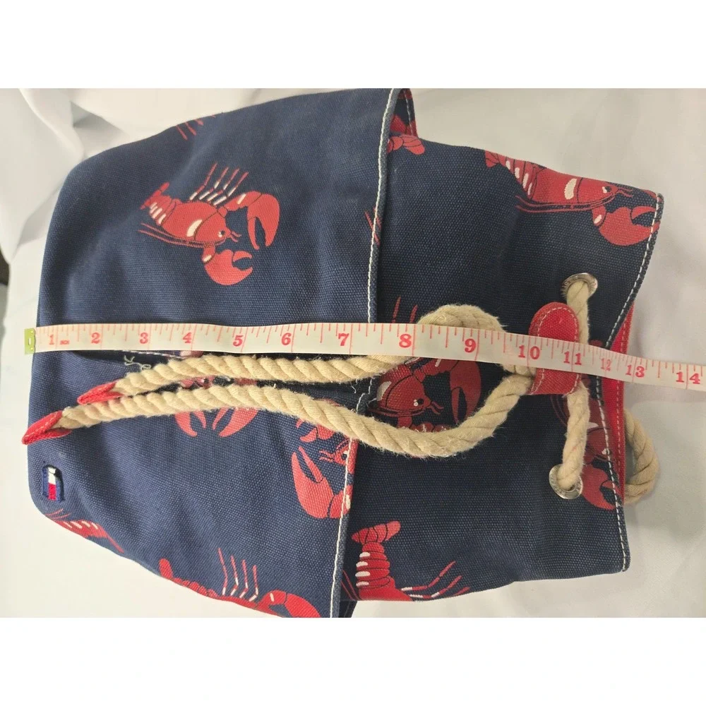 Tommy Hilfiger Lobster Print Canvas Backpack Nautical Coastal Bag